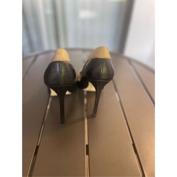 NWOB Ava&Aiden Black/ Gold Leather Pumps/ Stilletos Size 8.5 - Picture 14 of 16